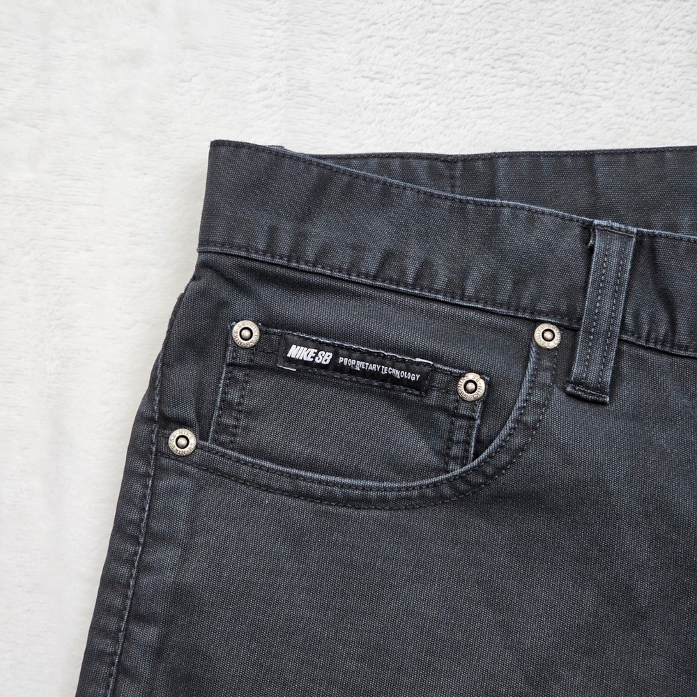 Nike SB Skate Pants Mens 36x 34 Black Stretch Canvas Streetwear Hip Hop 624952 - Picture 10 of 13